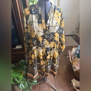 Anthropologie Blink London Floral Yellow and Black Mini Dress